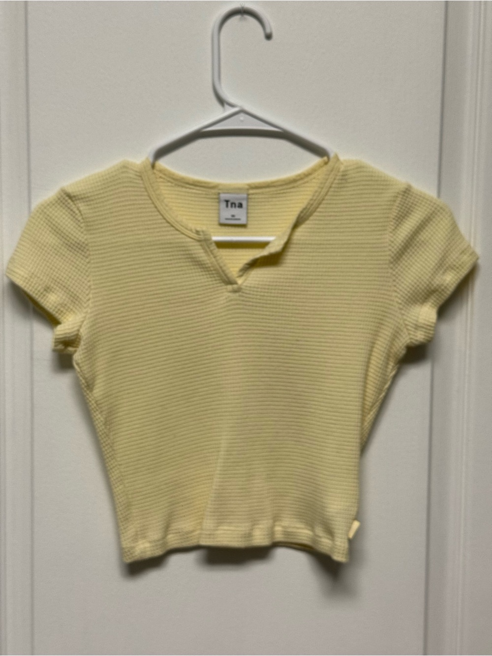 4 for $30 | TNA Pale Yellow Ribbed Cropped Tee